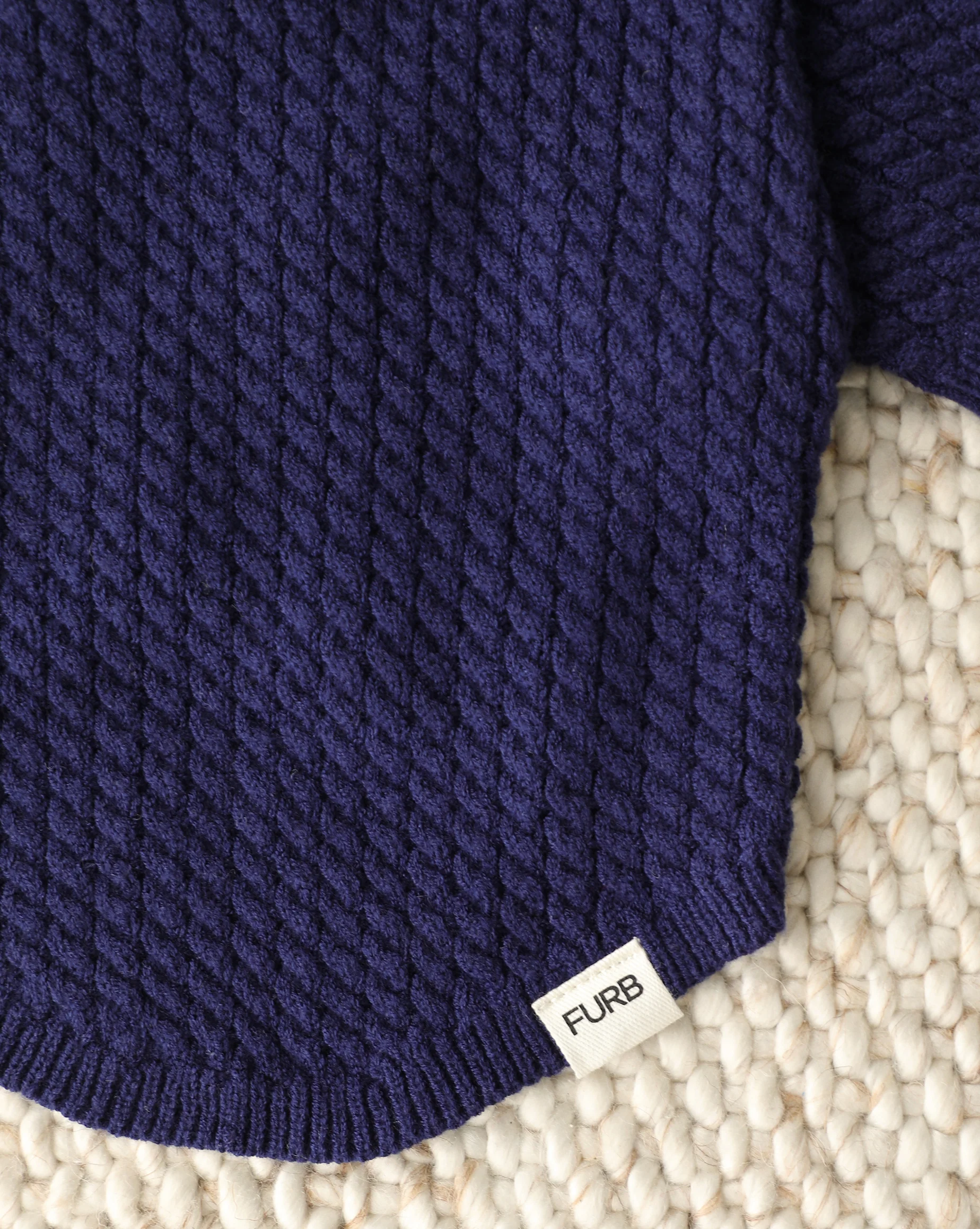 Little Skipper Navy Cable Knit Polo Sweater - Image 5
