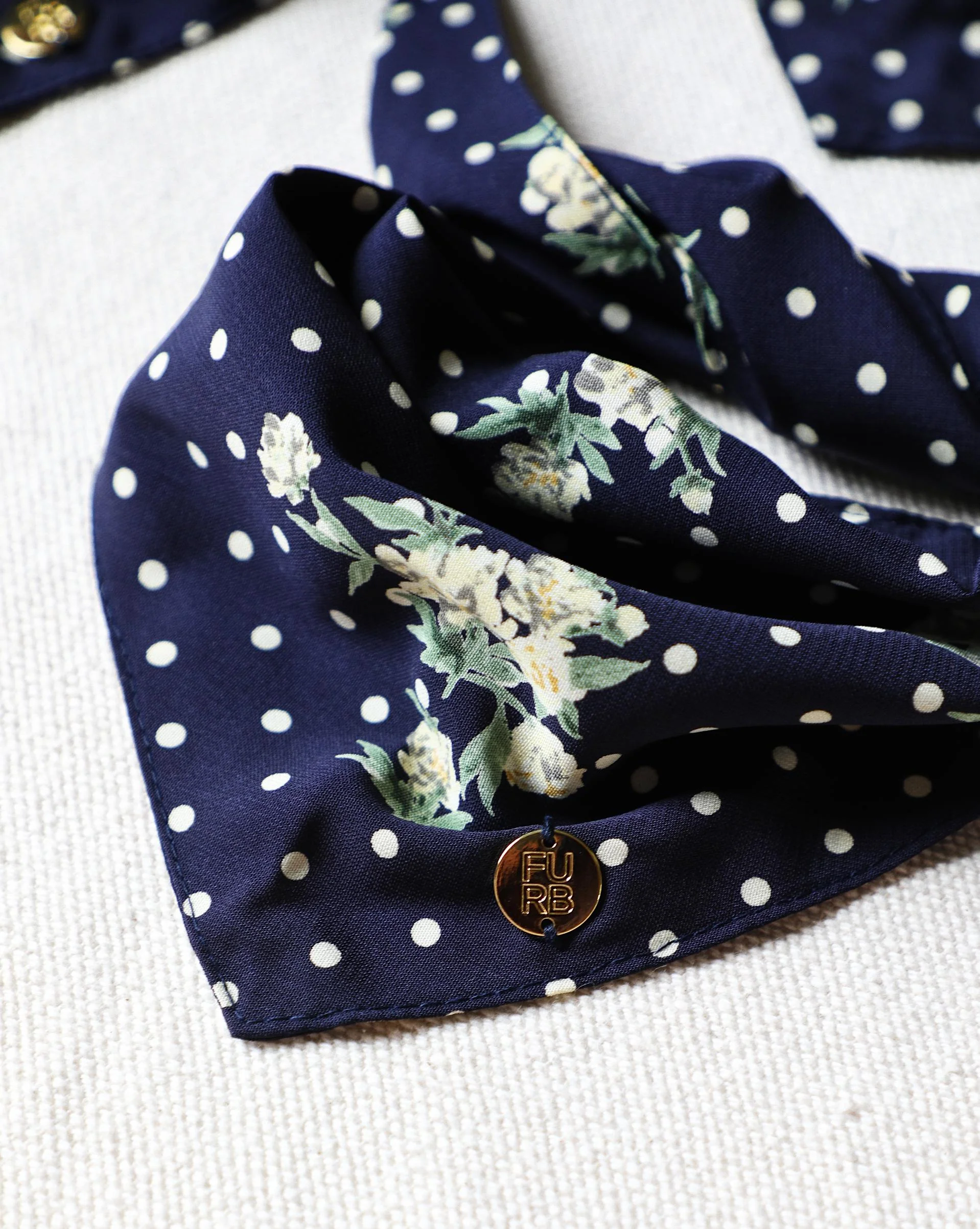 Only the Best Bandana in Navy Floral + Polka Dot - Image 2