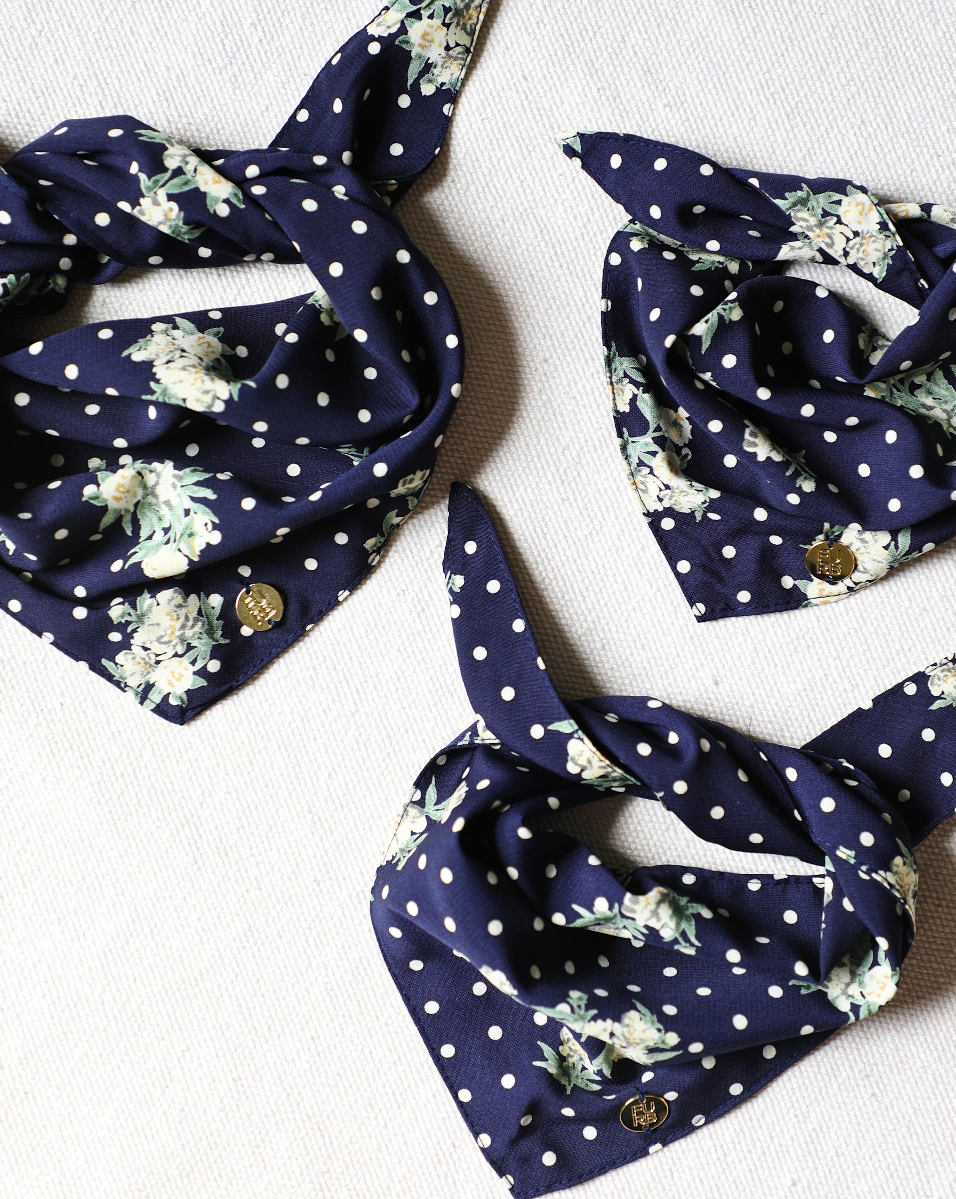 Only the Best Bandana in Navy Floral + Polka Dot - Image 3
