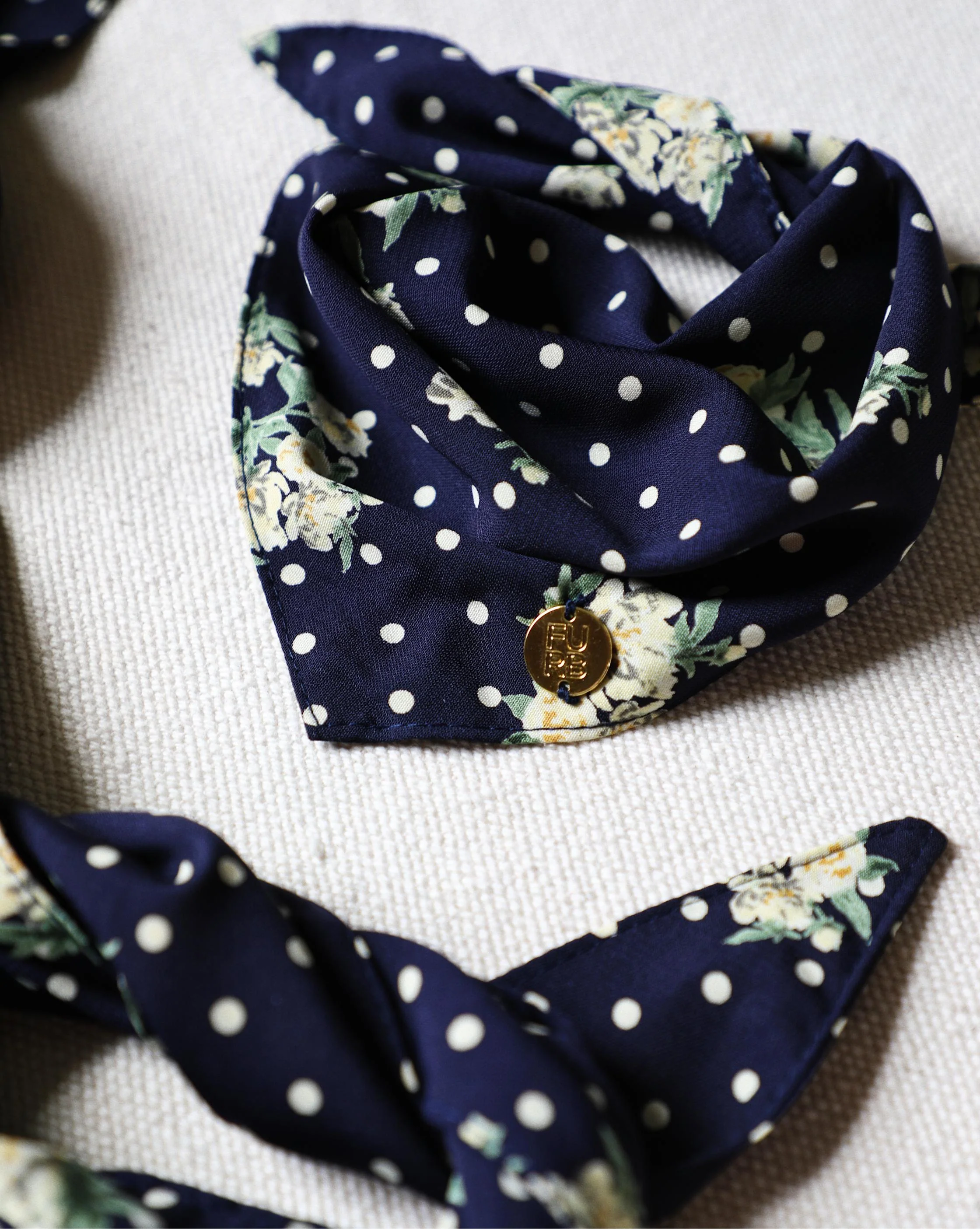 Only the Best Bandana in Navy Floral + Polka Dot - Image 4