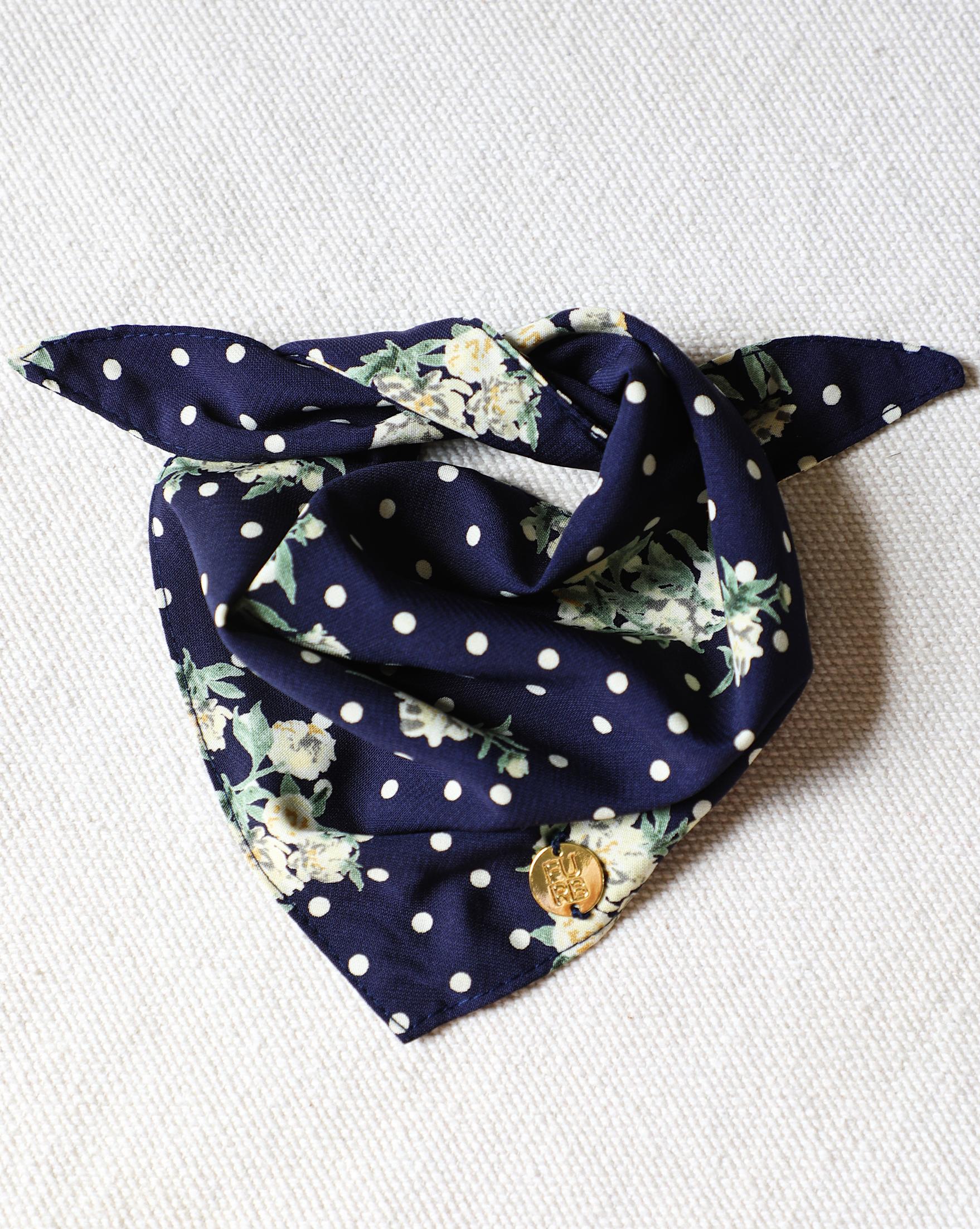 Only the Best Bandana in Navy Floral + Polka Dot - Image 5