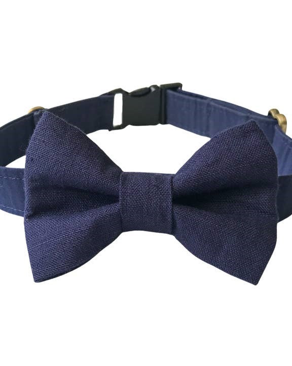 Take a Bow Navy Linen Bow Tie - Image 4