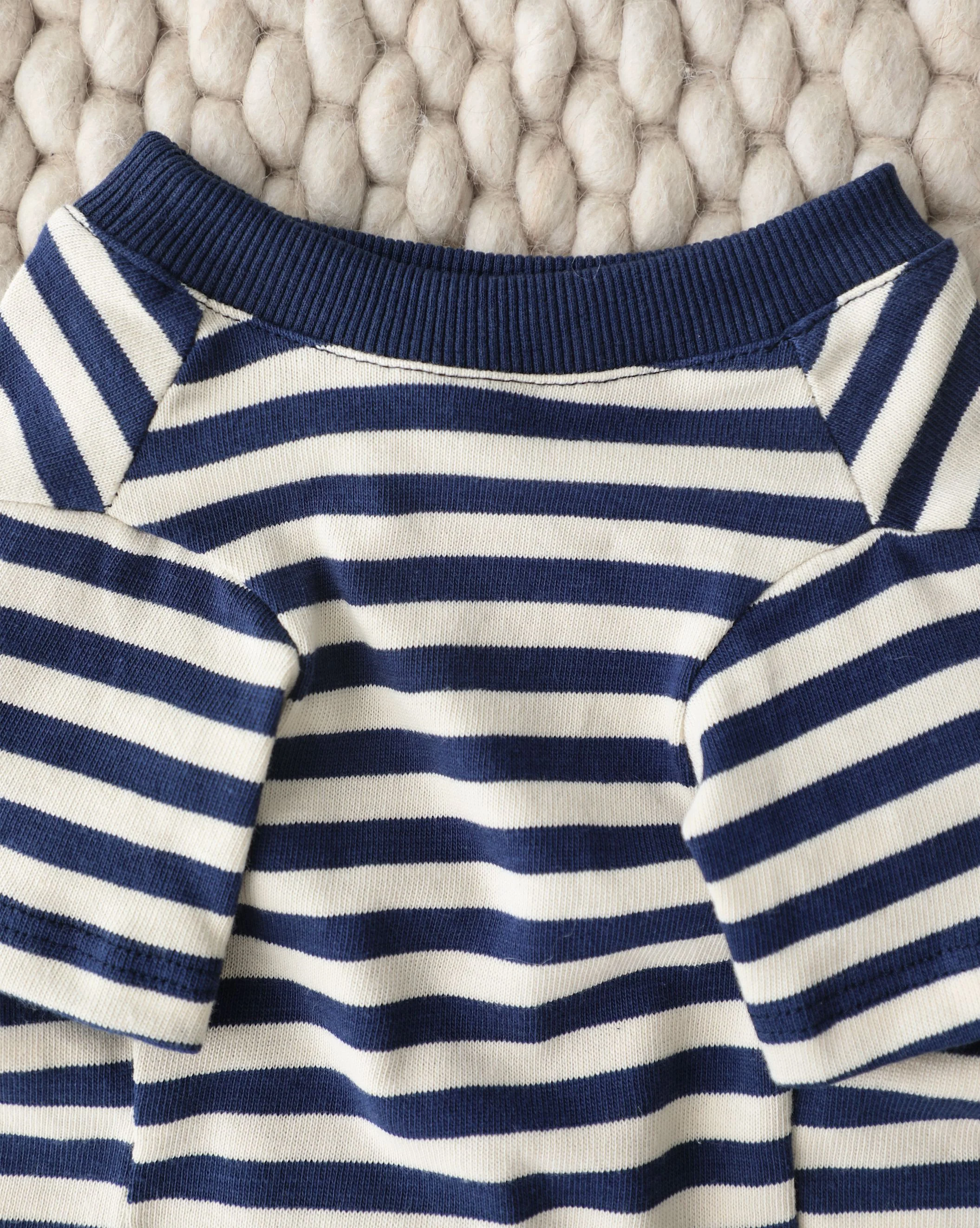 Playful Pooch Navy + Ivory Striped Dog T-Shirt - Image 4