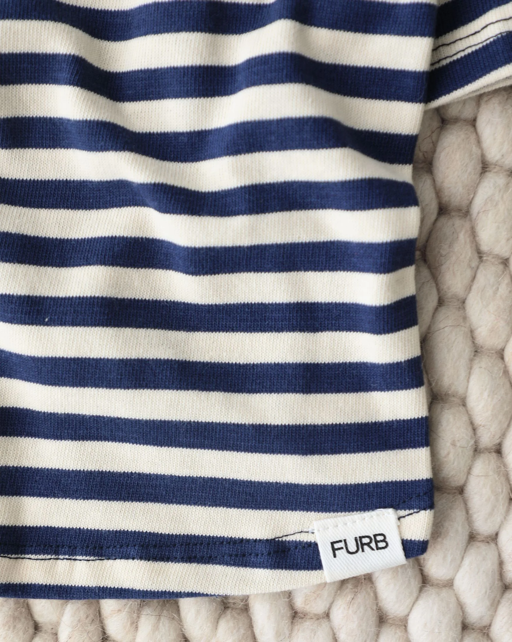 Playful Pooch Navy + Ivory Striped Dog T-Shirt - Image 5