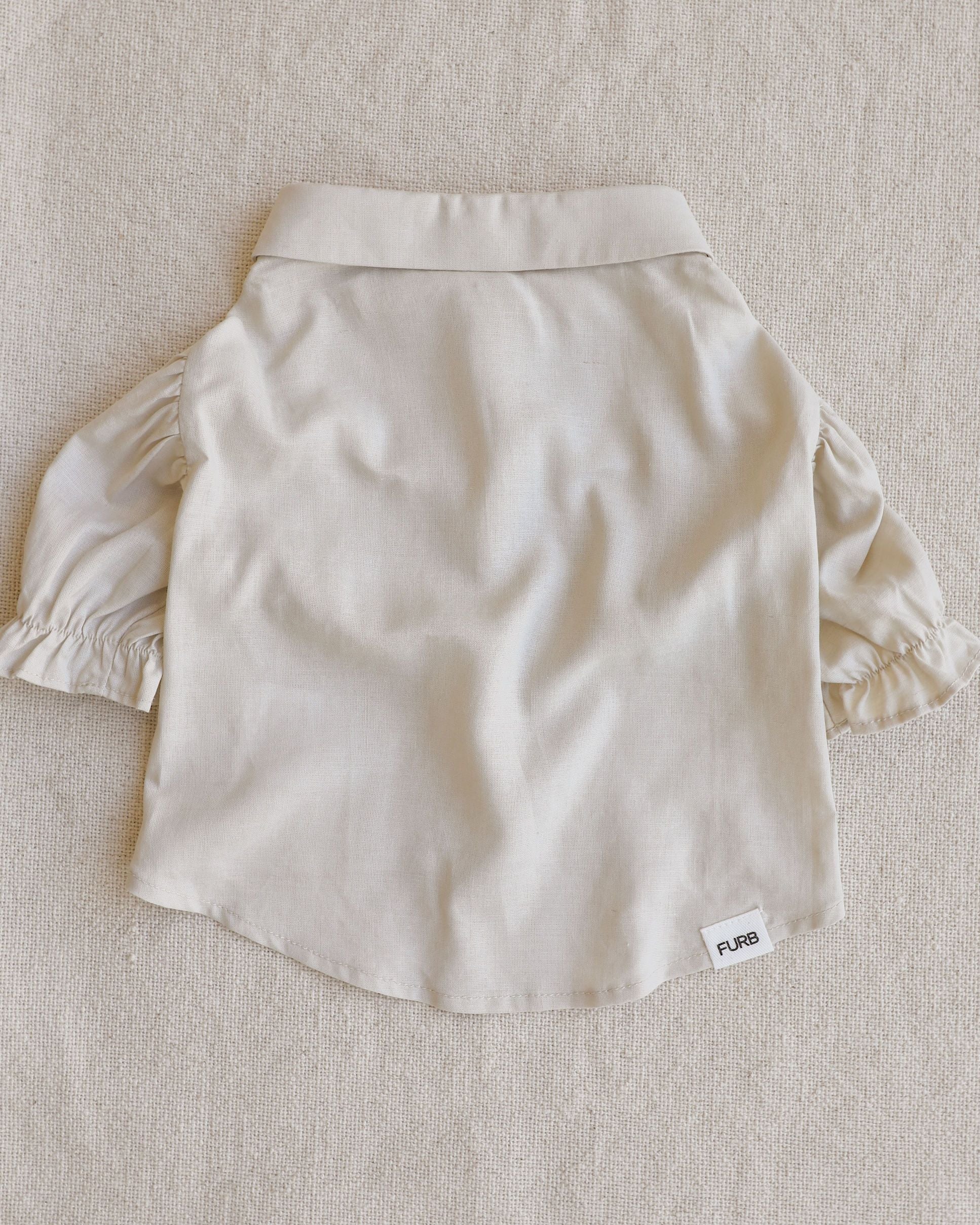 Mon Petit Oatmeal Linen Dog Blouse - Image 4