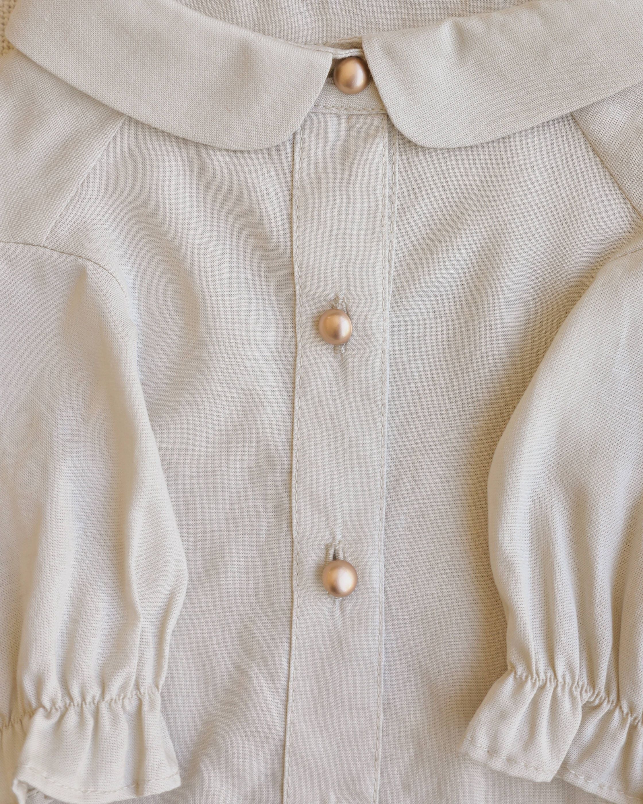 Mon Petit Oatmeal Linen Dog Blouse - Image 5