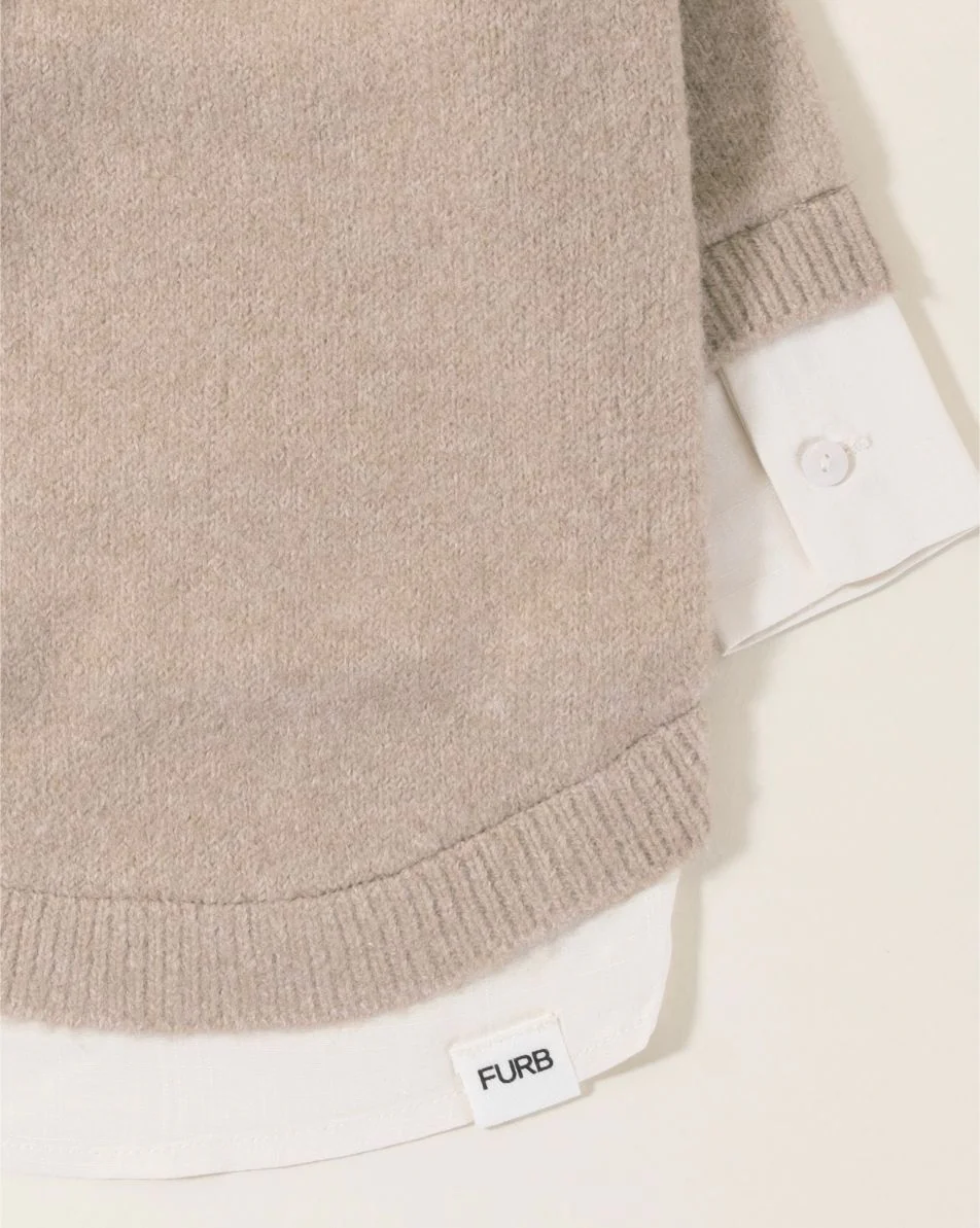 Like A Boss Two-fer Collared Tan Dog Sweater - Image 4