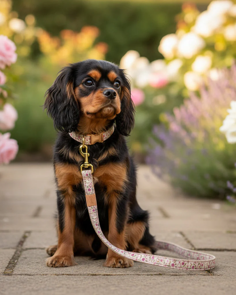 Sunny Stroll Lilac Ditsy Floral Dog Leash - Image 2