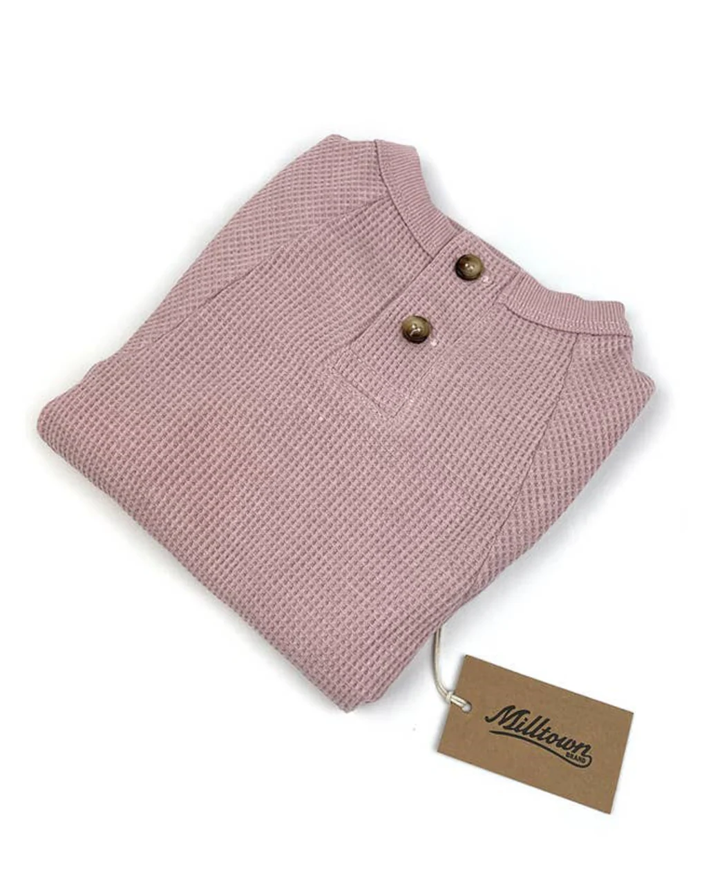 Harper Pink Waffle Knit Henley - Image 3