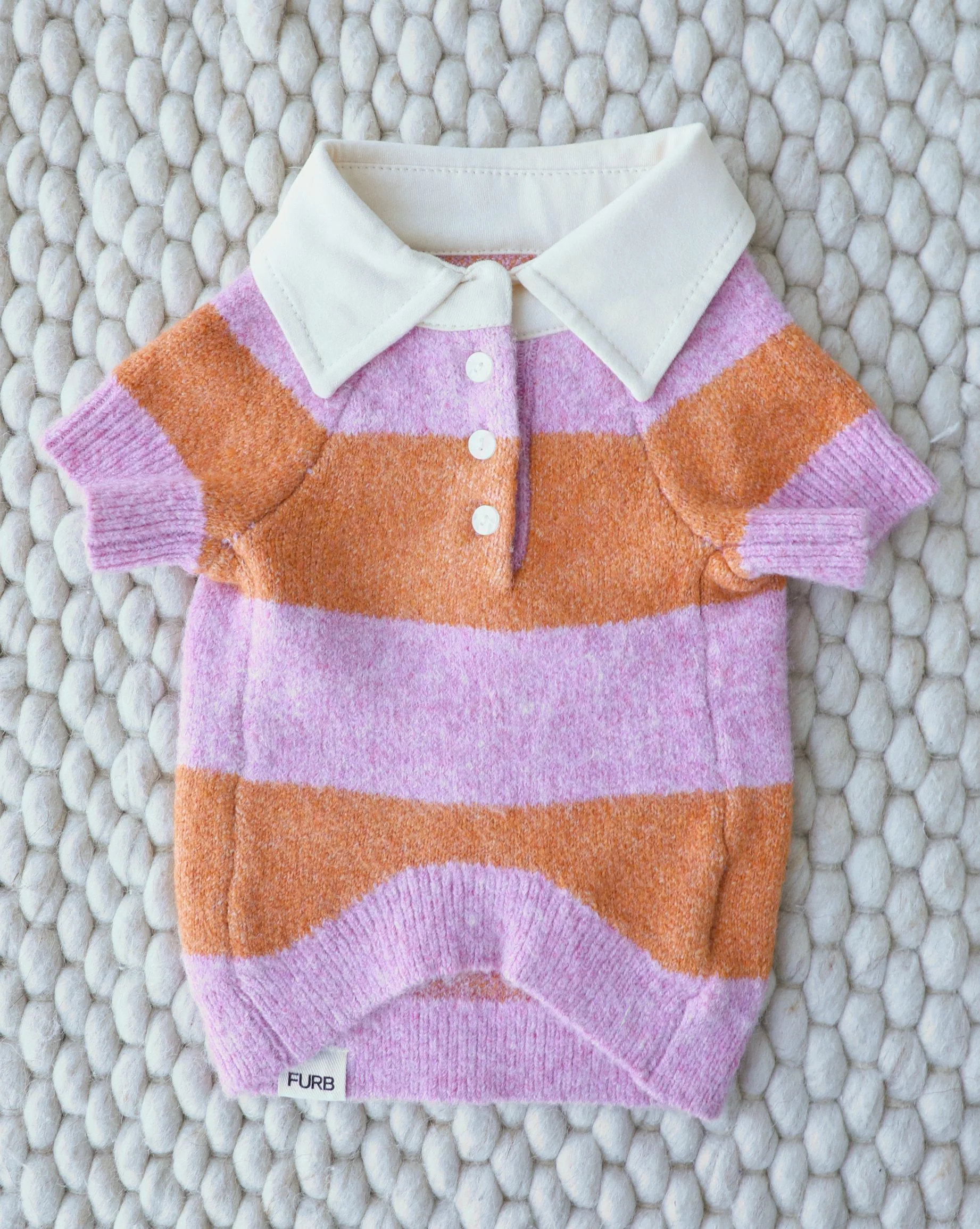 Prep School Pup Pink + Orange Striped Rugby Sweater - Image 2