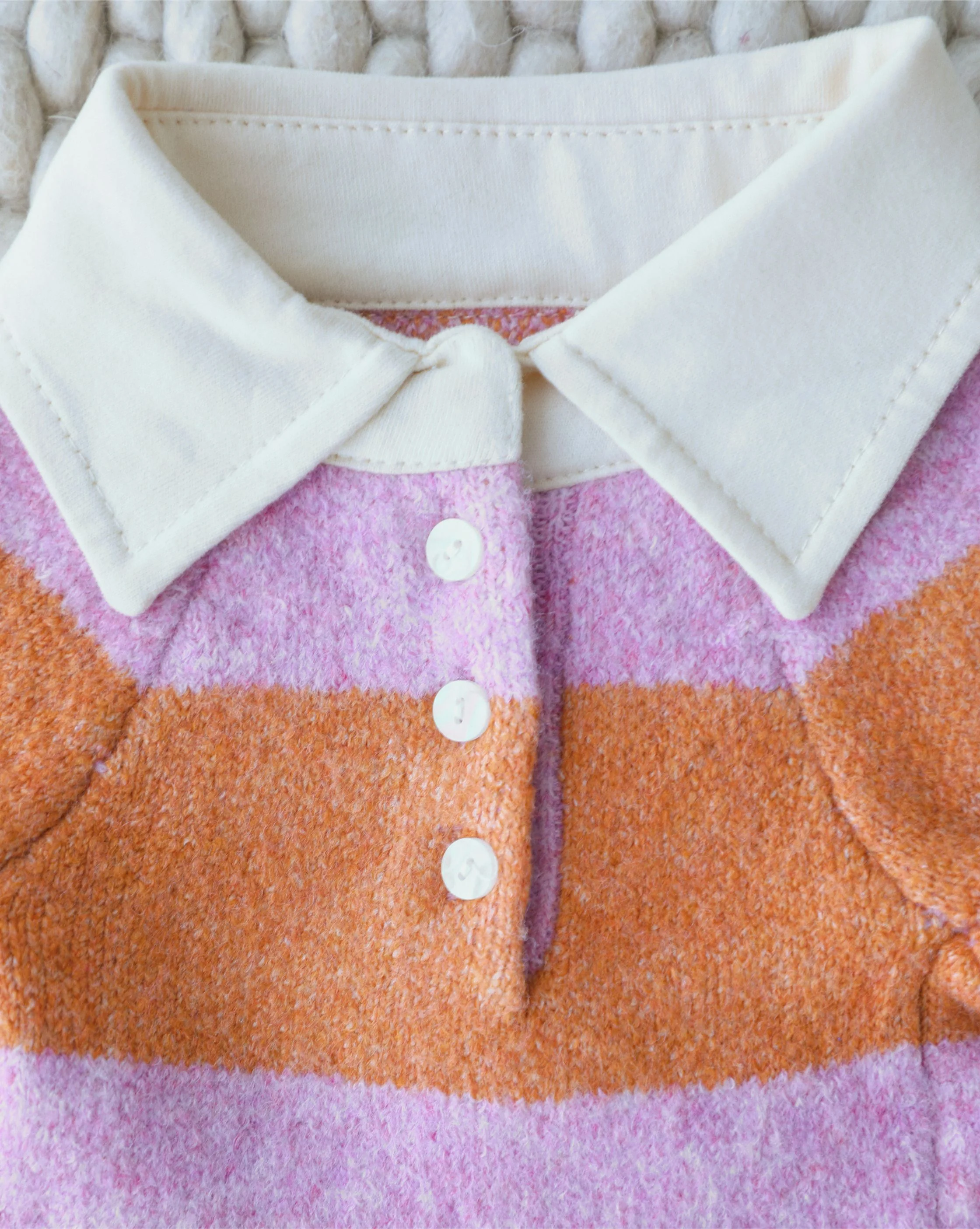 Prep School Pup Pink + Orange Striped Rugby Sweater - Image 4