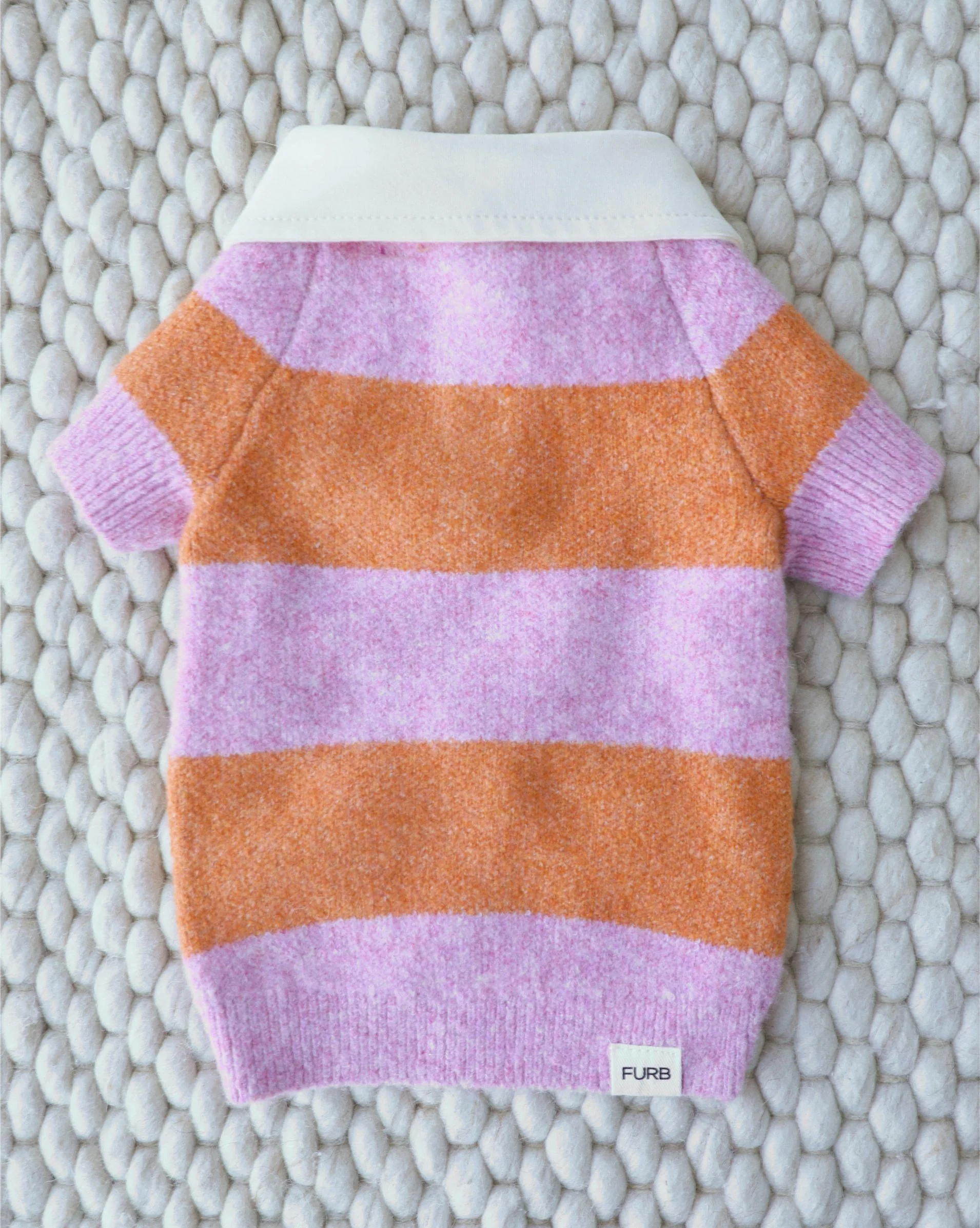 Prep School Pup Pink + Orange Striped Rugby Sweater - Image 6