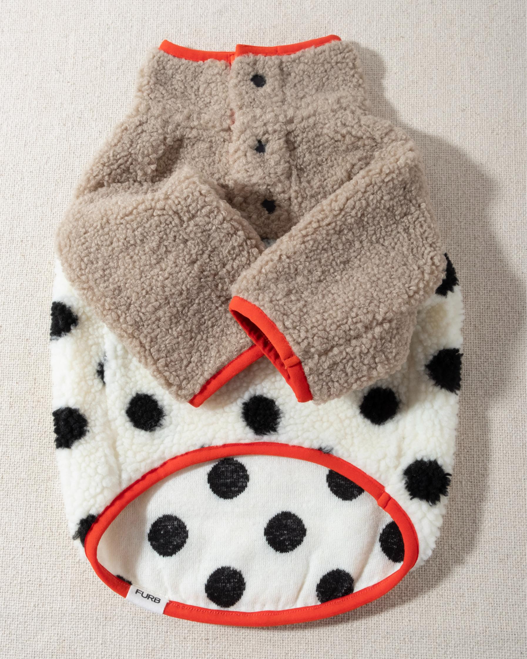 Shiba Polka Dot + Coral Sherpa Dog Pullover