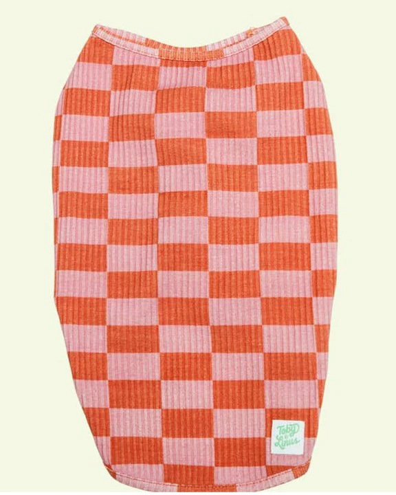 Marmalade Pink + Red Check Pet Tank - Image 2