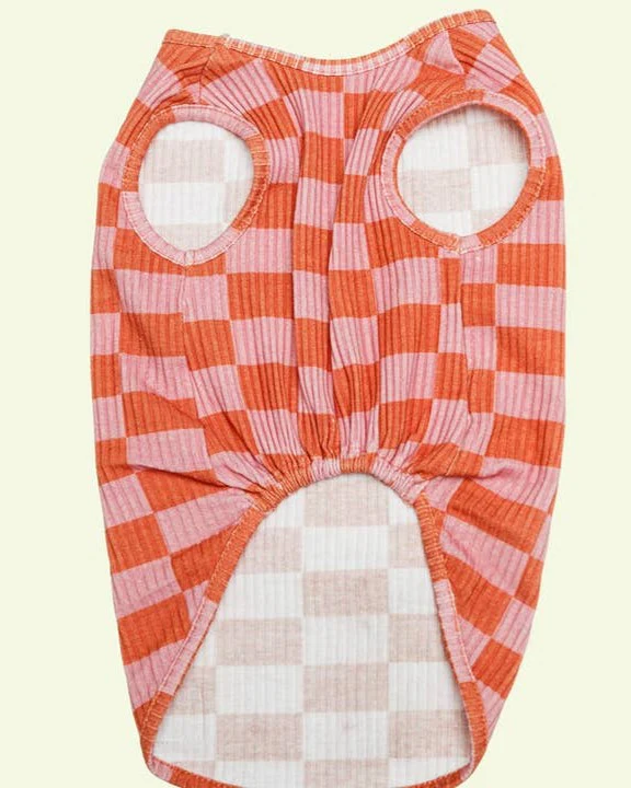 Marmalade Pink + Red Check Pet Tank - Image 3