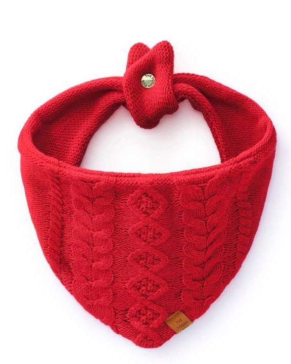 Total Sleigh Red Cable Knit Dog Bandana - Image 2
