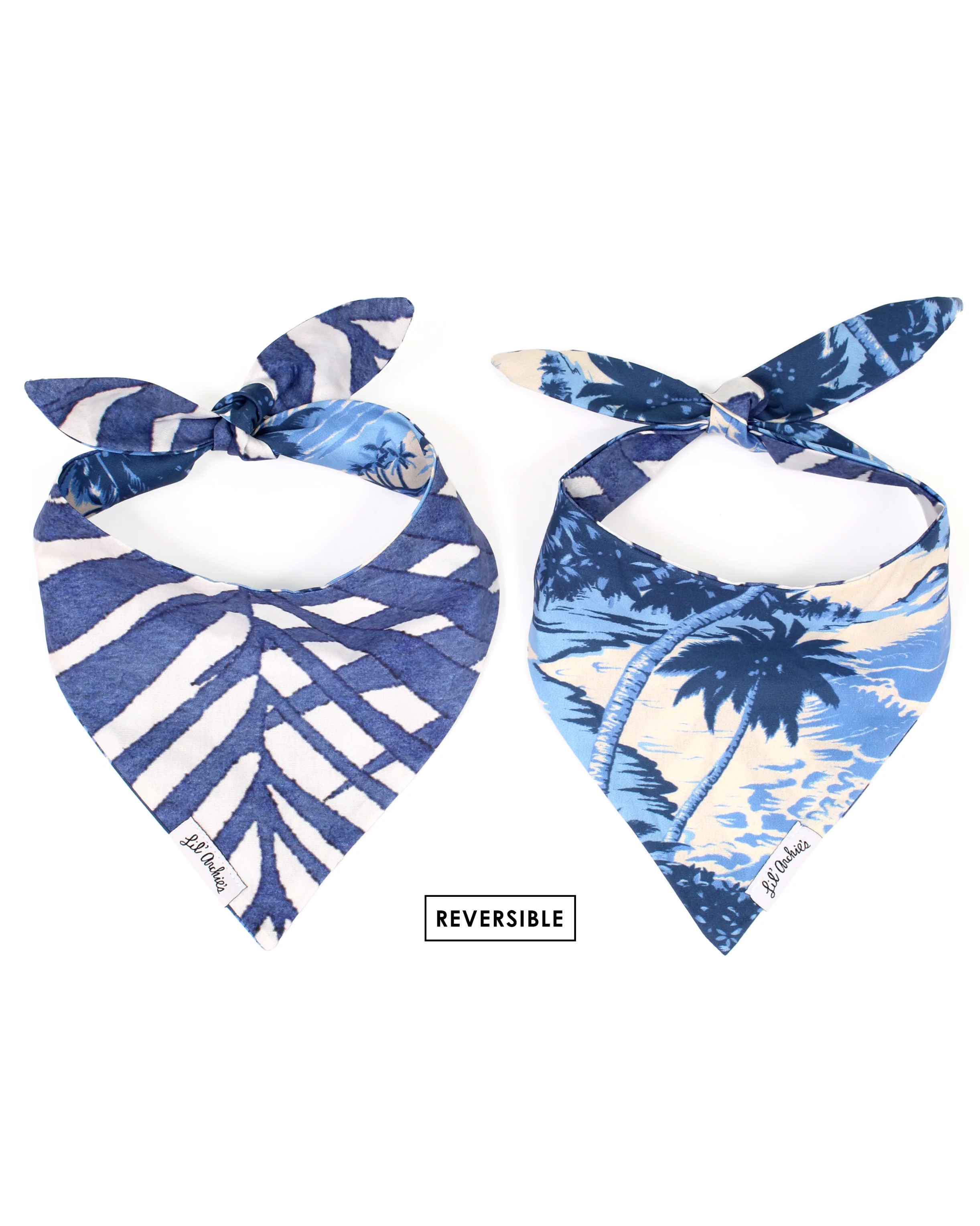 St. Barts Reversible Blue Palm Cotton Bandana