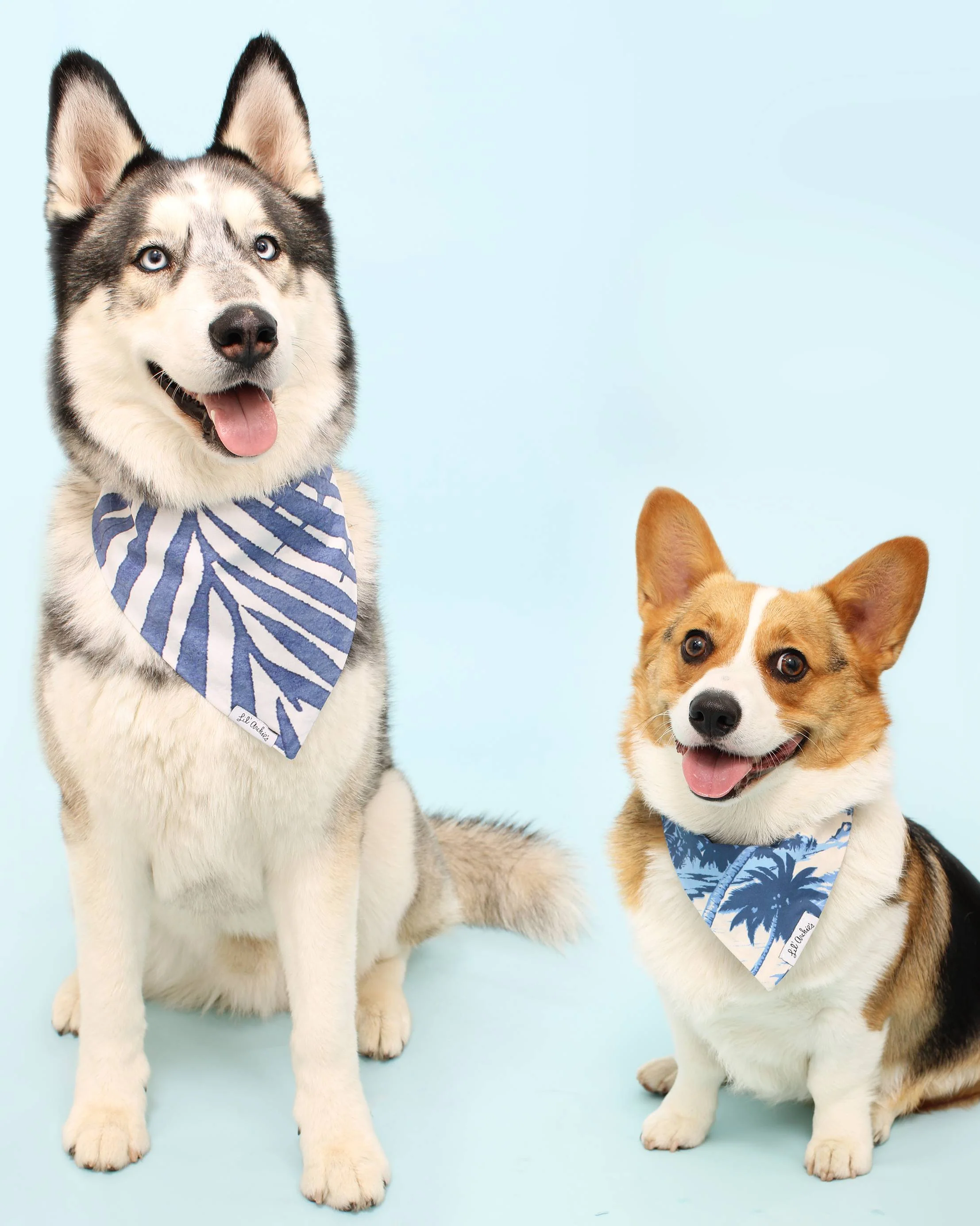 St. Barts Reversible Blue Palm Cotton Bandana - Image 2