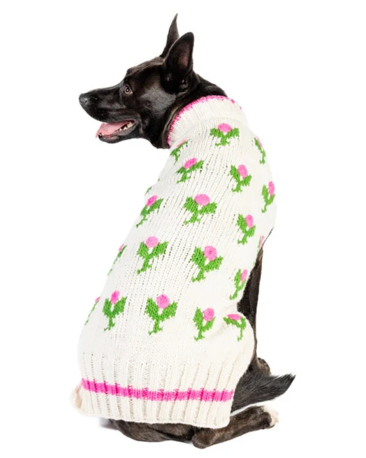 Fur-get Me Not Floral Knit Dog Sweater - Image 2