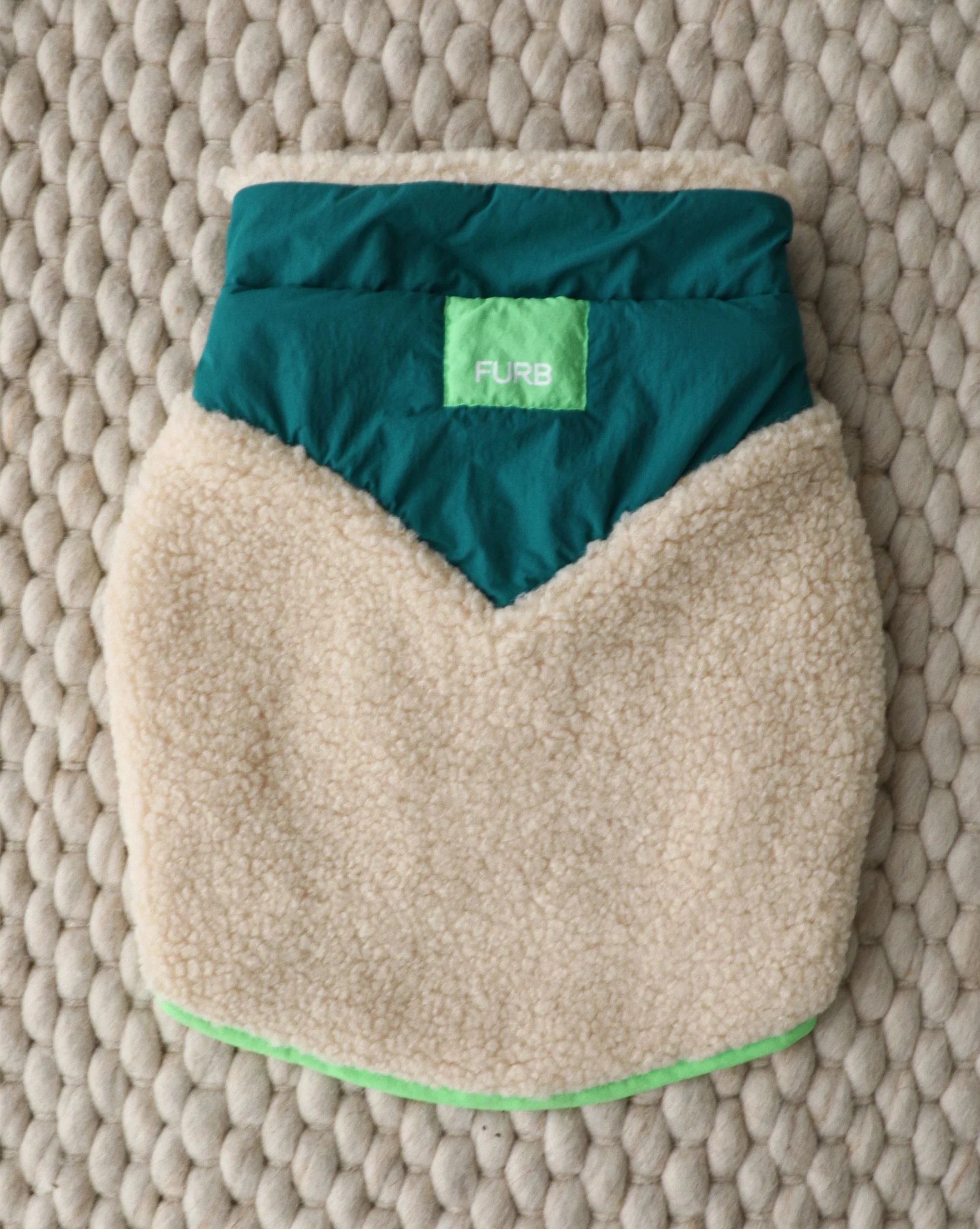 Cabin Critter Neon Green Sherpa Dog Vest - Image 2