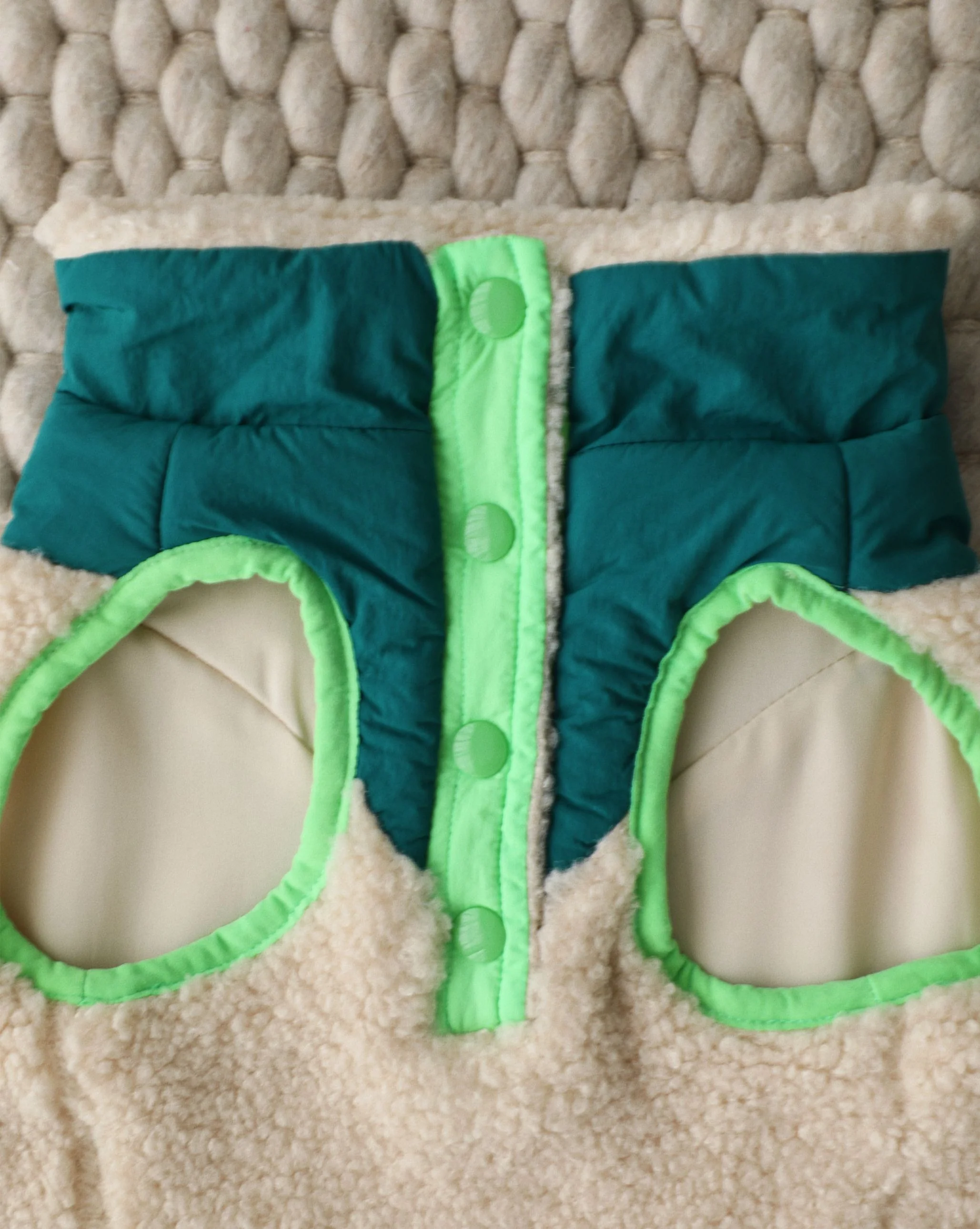 Cabin Critter Neon Green Sherpa Dog Vest - Image 4