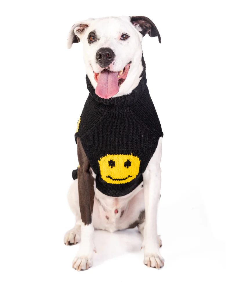 Grin + Wear It Black Smiley Dog Sweater - Image 10