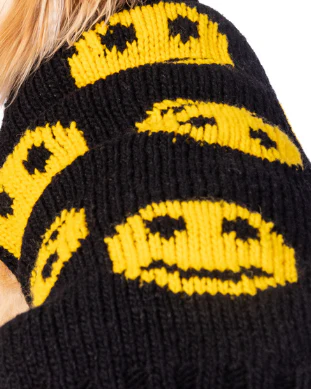 Grin + Wear It Black Smiley Dog Sweater - Image 11