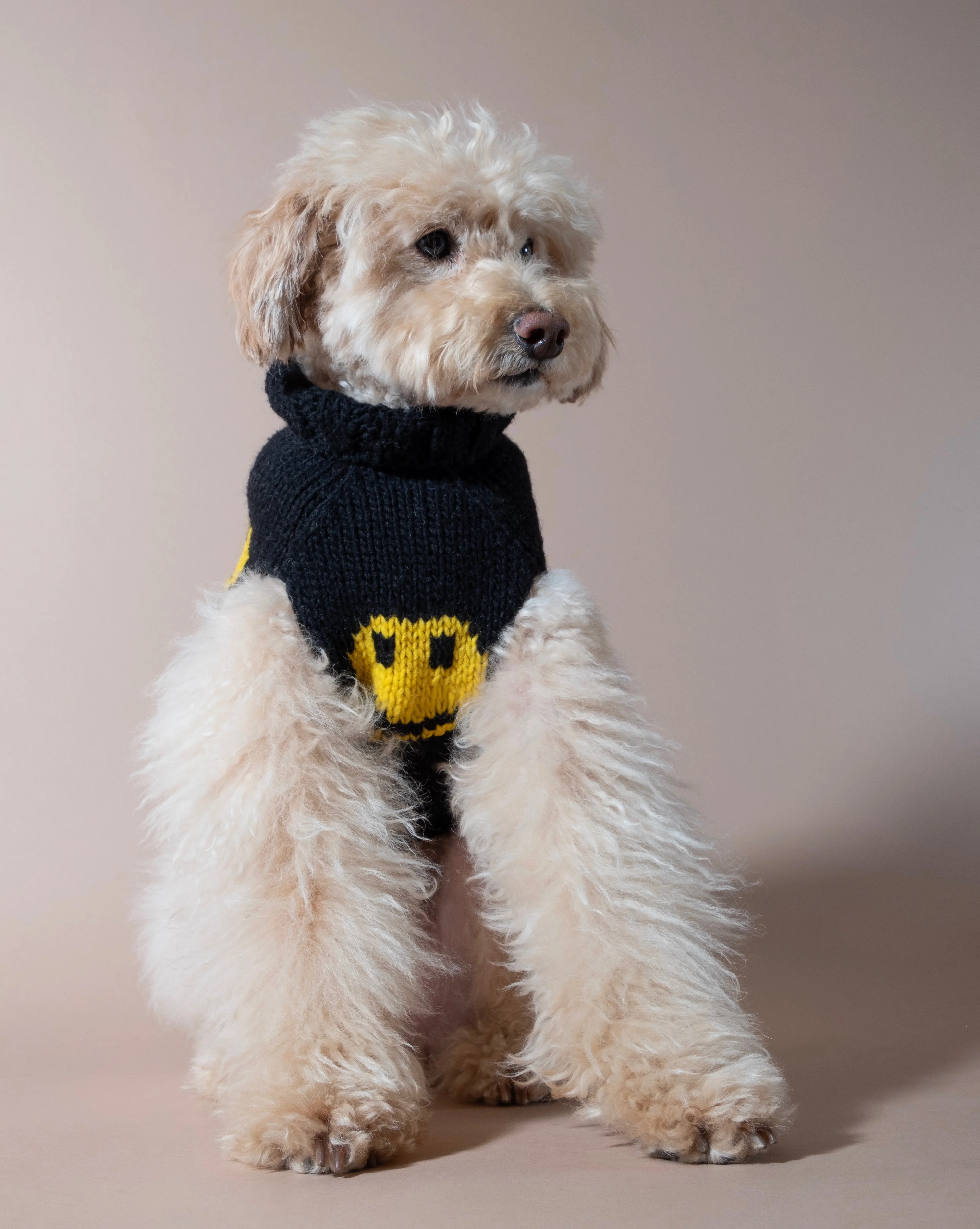 Grin + Wear It Black Smiley Dog Sweater - Image 3