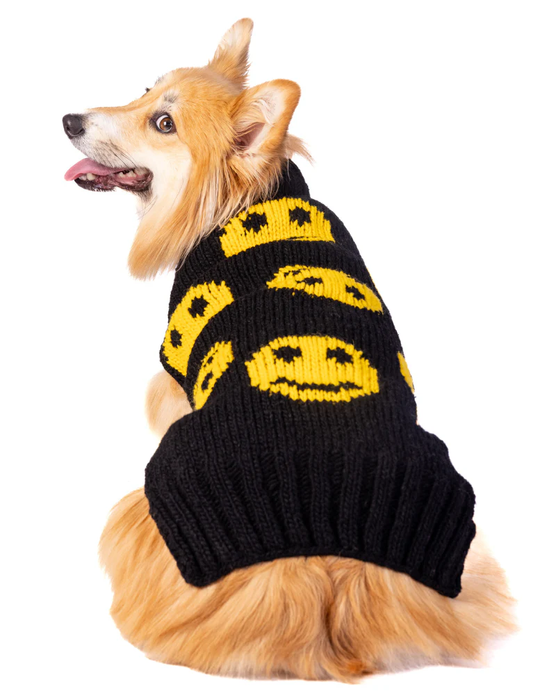 Grin + Wear It Black Smiley Dog Sweater - Image 9
