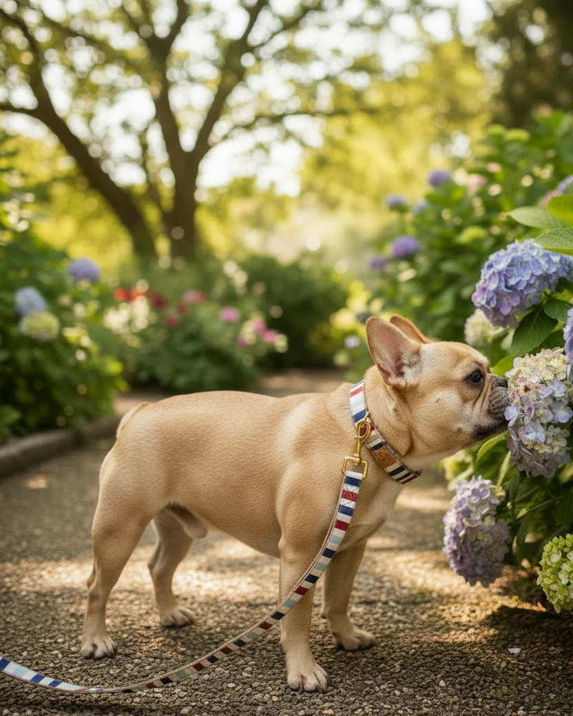 Sunny Stroll Nautical Striped Dog Leash - Image 2