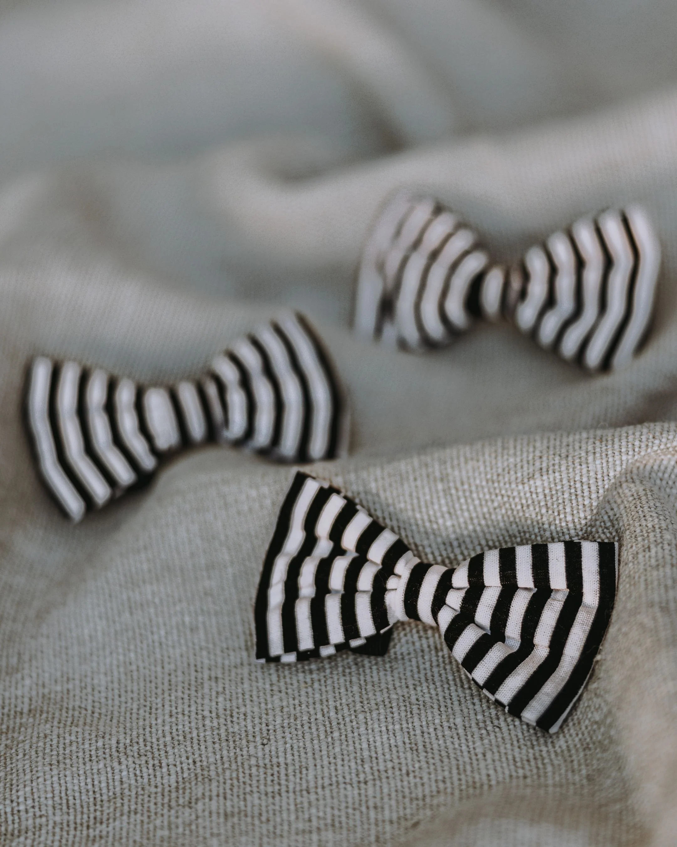 Captain Black + White Striped Dog Bow Tie - Image 2