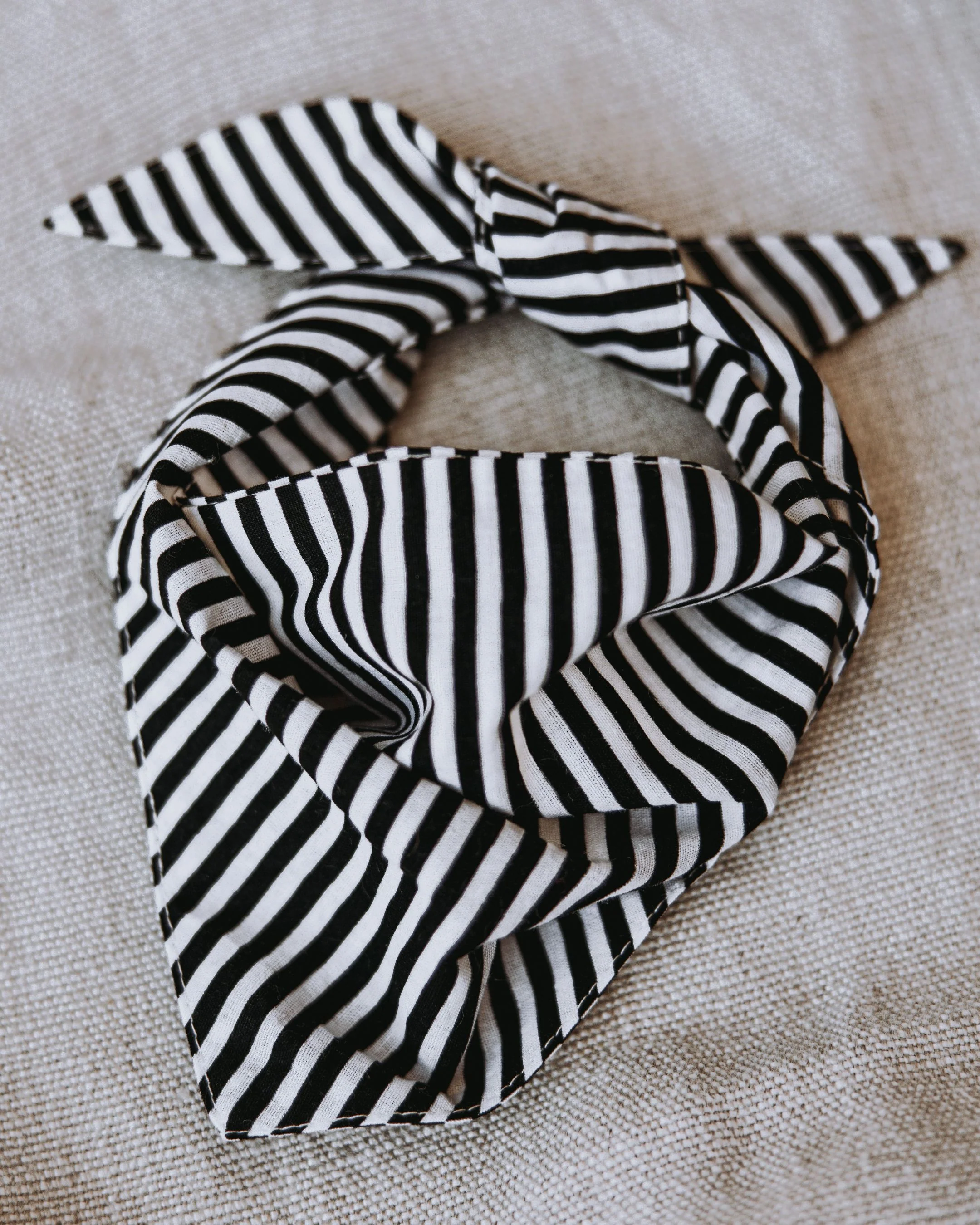 Captain Black + White Striped Dog Bandana