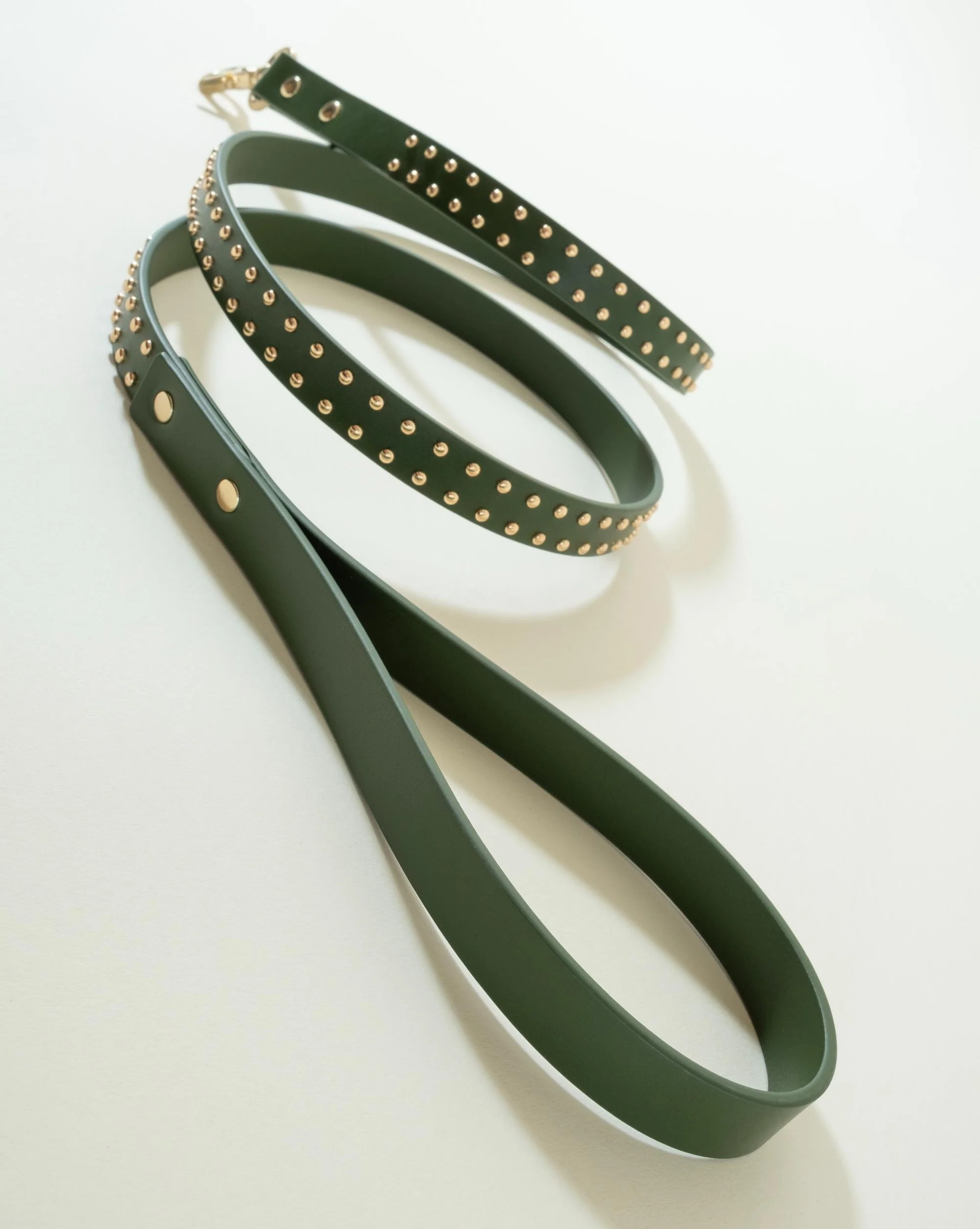 What a Stud Olive Leather Dog Leash - Image 3