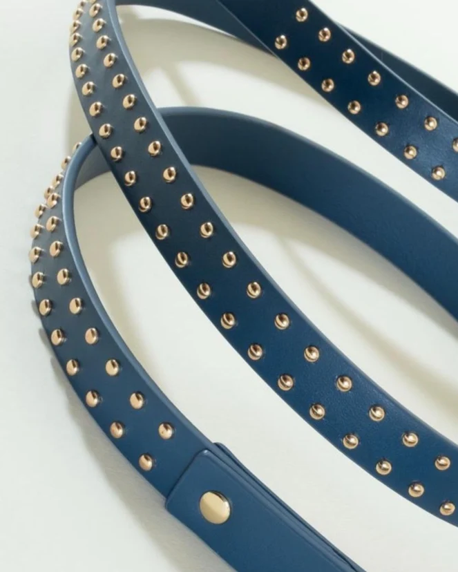 What a Stud Anchor Blue Leather Dog Leash - Image 3