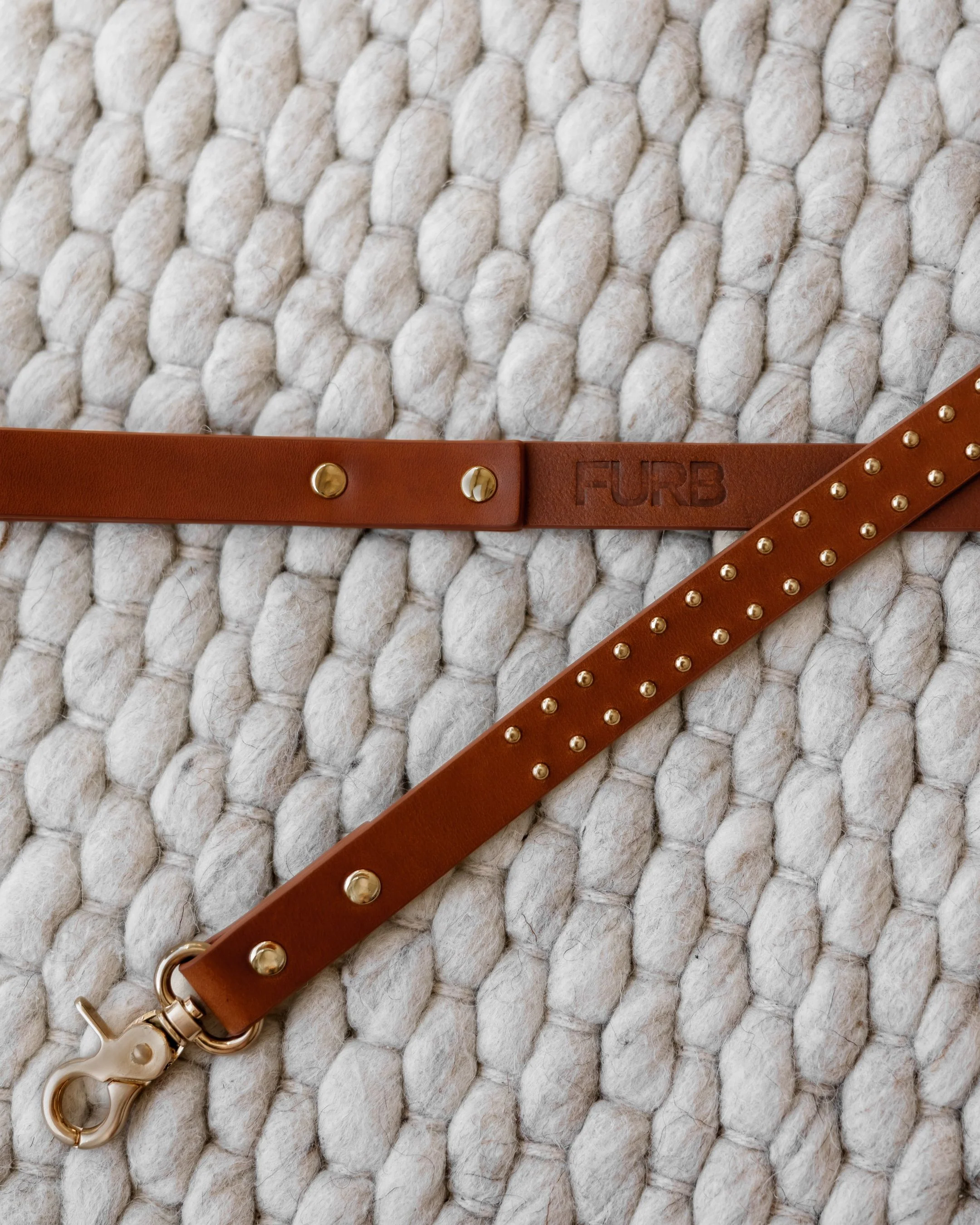 What a Stud Tan Leather Dog Leash - Image 3