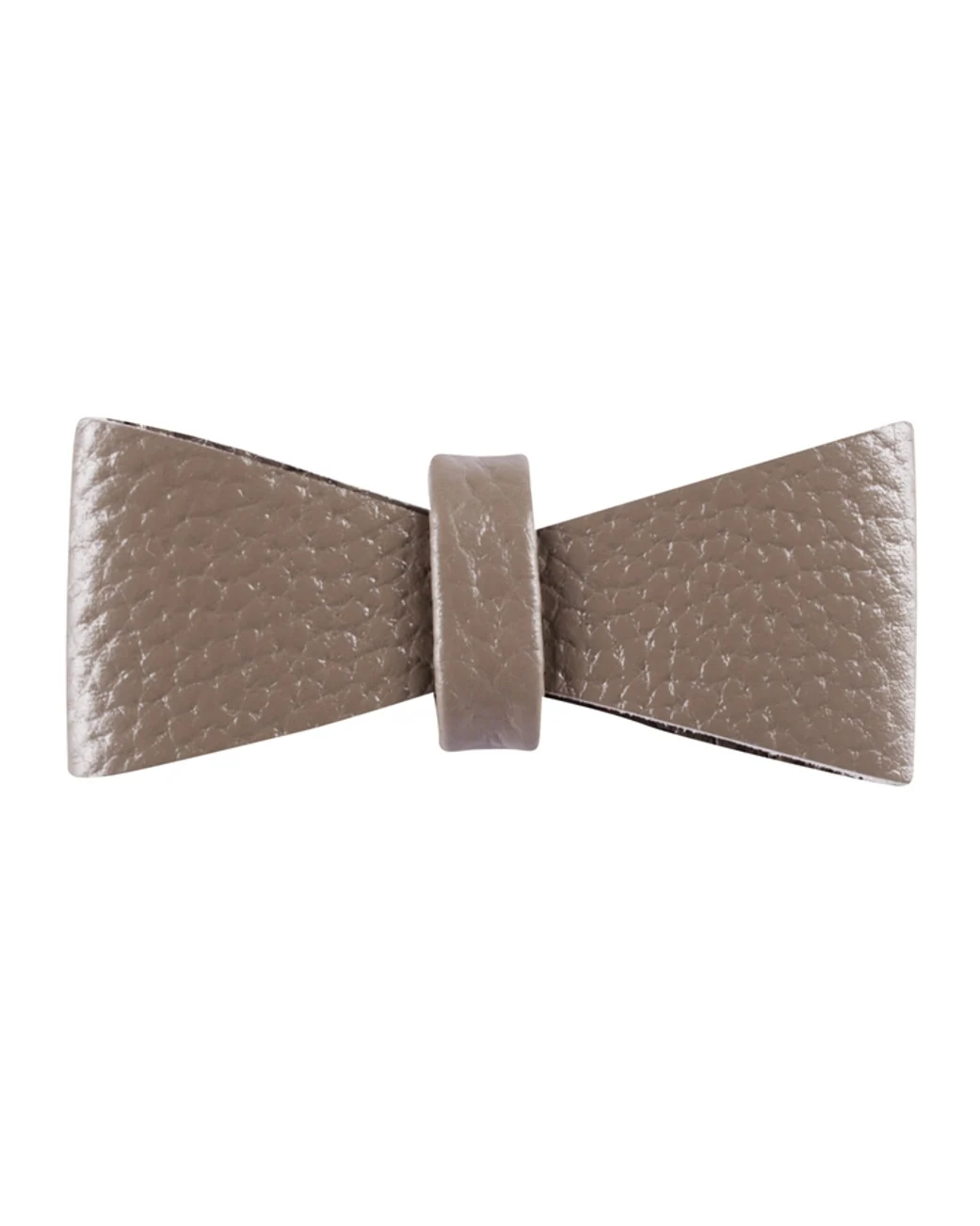 Demure Dog Taupe Leather Bow Tie