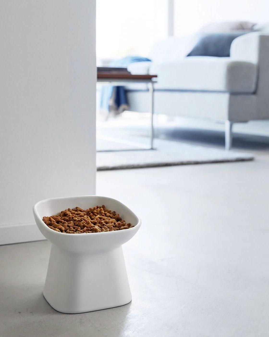 Café Canine White Tilted Dog Bowl
