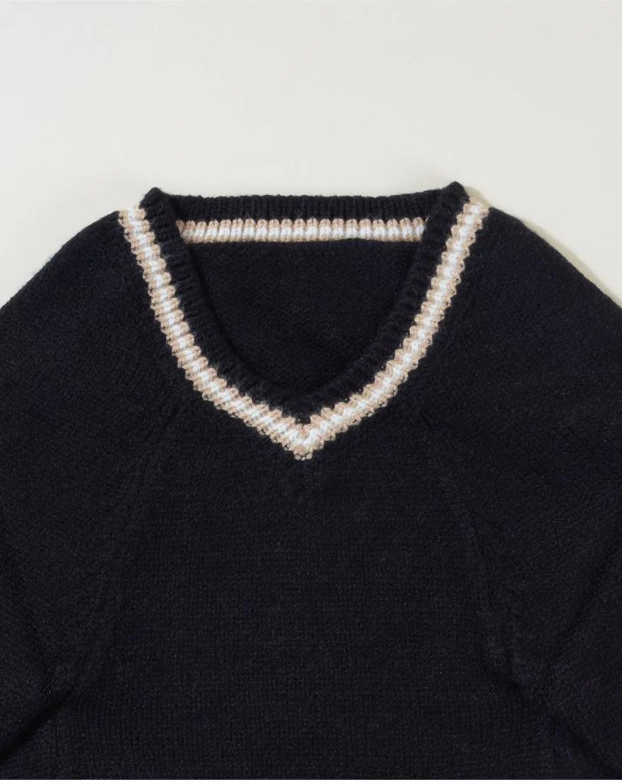 Ivy League Black V-Neck Sweater - Image 4