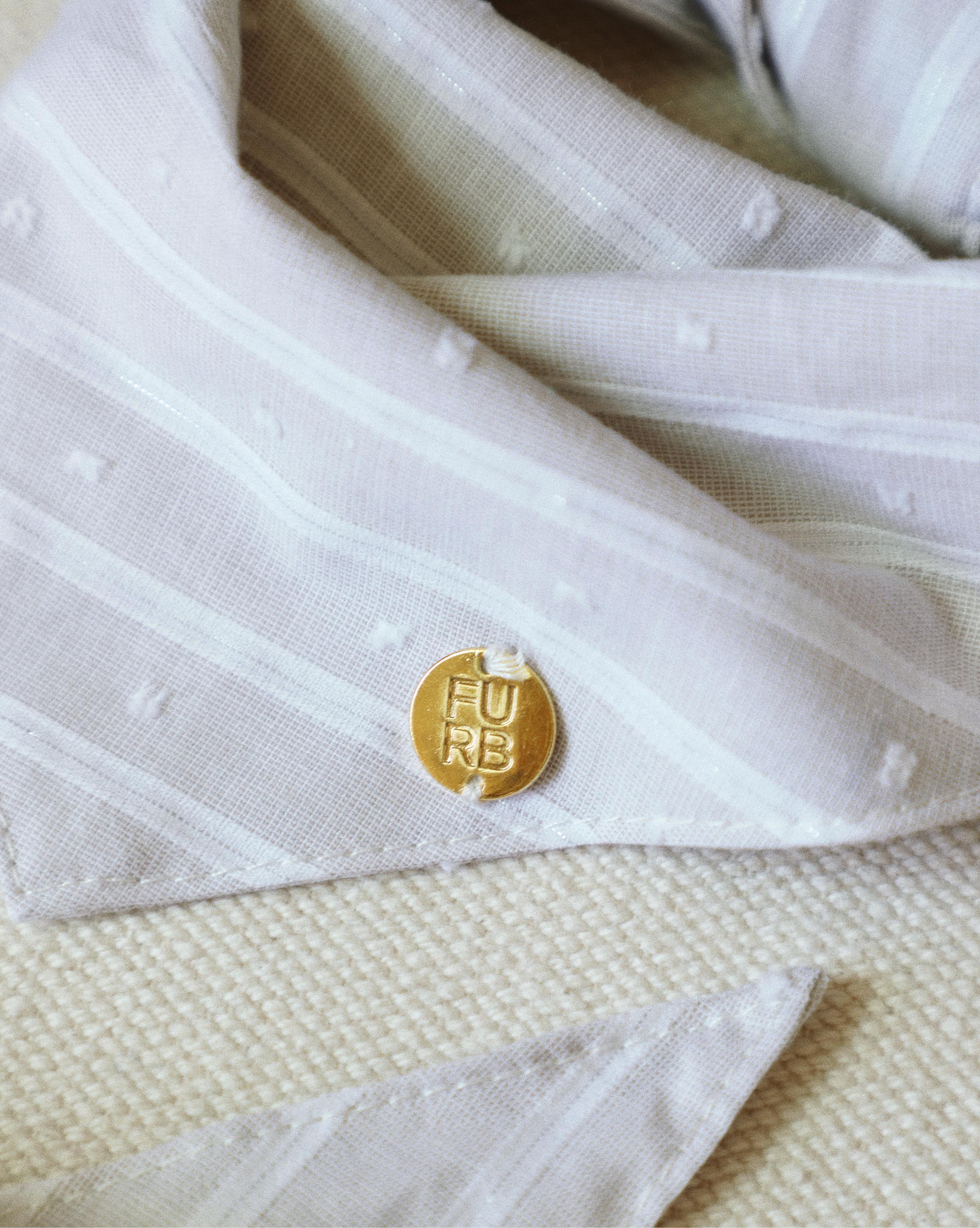 Only the Best Bandana in Tan + White Linen Stripe - Image 2
