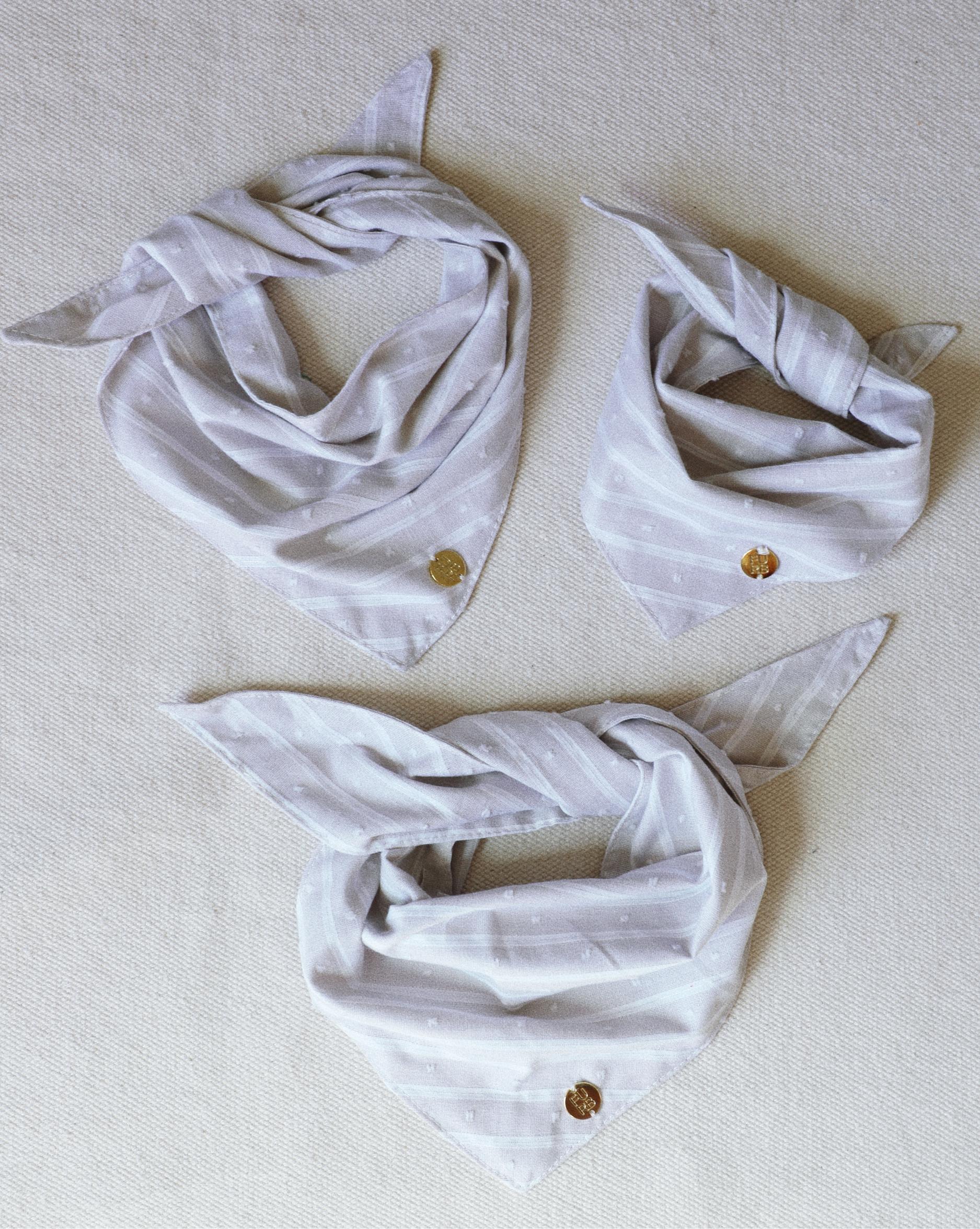 Only the Best Bandana in Tan + White Linen Stripe - Image 3