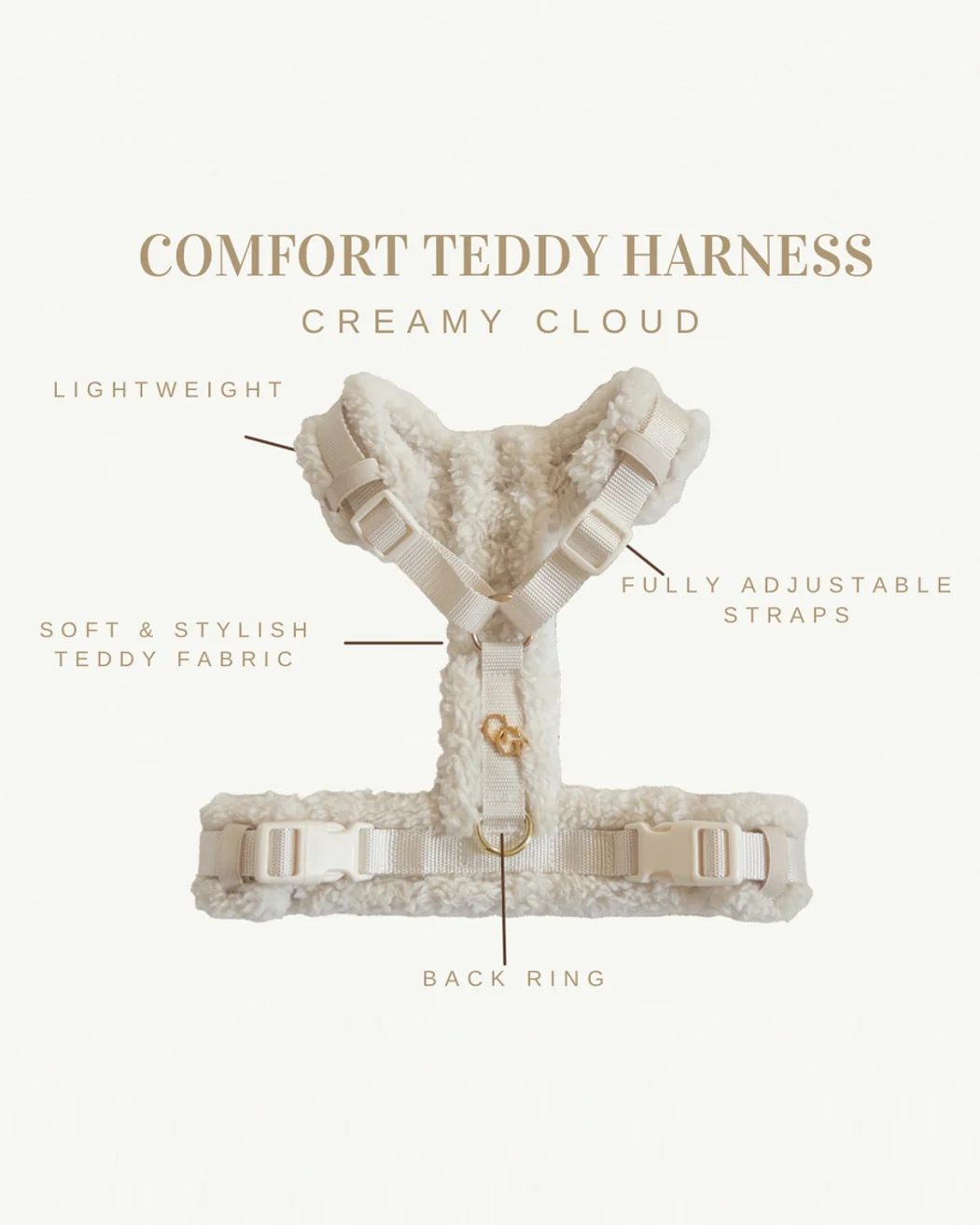 On Cloud K-9 Ivory Teddy Dog Harness - Image 4