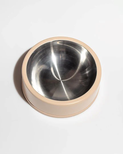 Wild One Tan Metal Dog Bowl