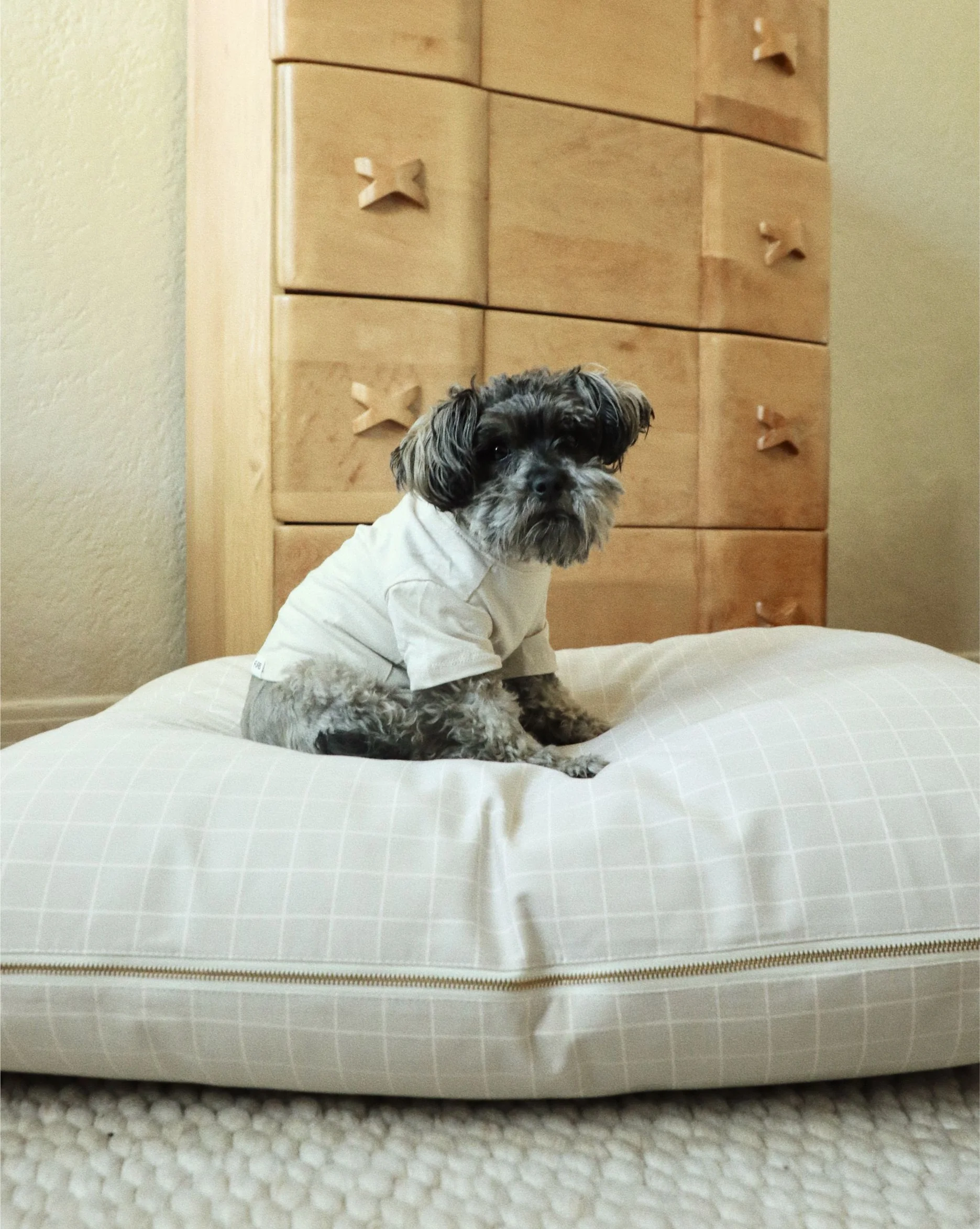 Hampton Tan Windowpane Dog Bed